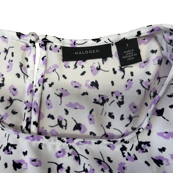 Halogen Floral Print Cap Sleeve Loose Fit Blouse - Spring Summer Office - Large - Picture 5 of 12